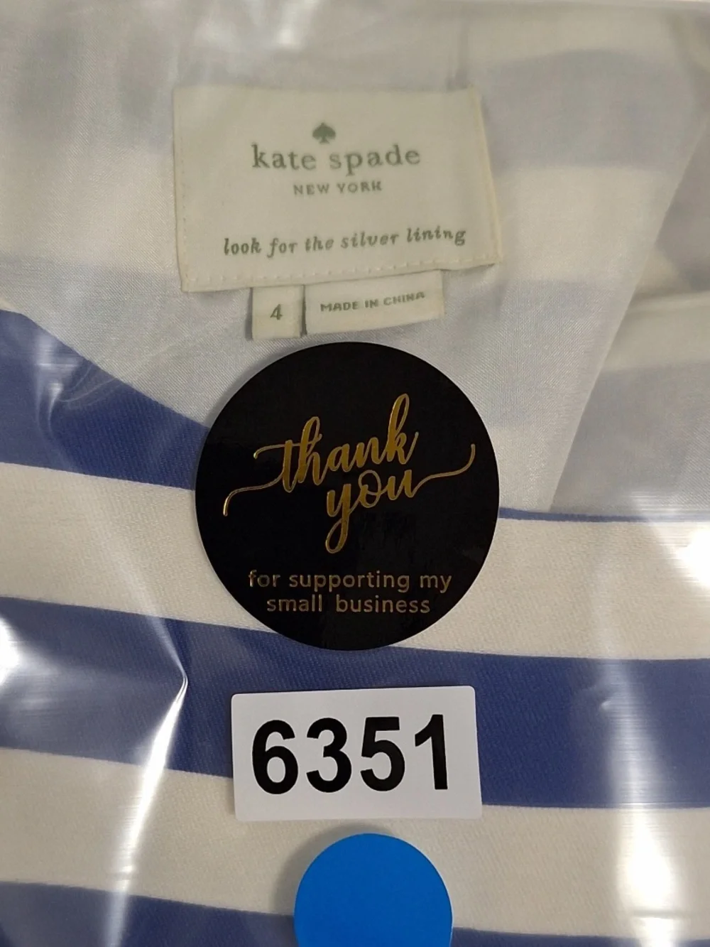 Kate Spade Blue White Mariella Striped Business Casual Fit & Flare Dress Size 4